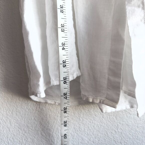 NWT 120% Lino Belted Linen Button Front Pintuck Detail Shirt Dress in White Sz S - Picture 9 of 11